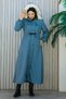 Hooded Long Coat with Tie Waist, Snaps and Zipper Detail Brc6267