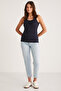 Jayla Women's Cotton Slim Fit Slim Fit Thick Straps Hollow Collar Knitted Navy Blue Undershirt - 4