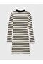 Xside Polo Neck Striped Long Sleeve Women's Dress - 7