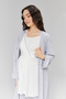 Women's Double Breasted Gray Cotton Maternity Dressing Gown 3-Piece Maternity Pajamas Set - 5