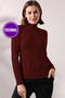 Arusha Women's Thermal Burgundy Half Fisherman Ultra Soft Long Sleeve Flexible Knitted Blouse & Combed Cotton Blouse & Sweater