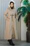 Hooded Long Coat with Tie Waist, Snaps and Zipper Detail Brc6267
