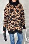 Women's Leopard Pattern Standard Size Oversize High-Top Knitwear Sweater - 2