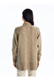 Lcw Modest Beige Stand Collar Plain Oversize Women's Knitwear Tunic - 5
