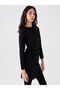Lcw Vision Black Crew Neck Straight Long Sleeve Women Dress - 2