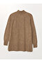 Lcw Modest Beige Stand Collar Plain Oversize Women's Knitwear Tunic - 7