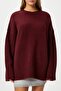 Women's Homy Soft Crew Neck Burgundy Oversize Knitwear Sweater - 5