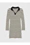 Xside Polo Neck Striped Long Sleeve Women's Dress - 6