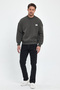 Men's High-Necked Embroidered Oversized Sweatshirt Smoked - 2