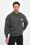 Men's High-Necked Embroidered Oversized Sweatshirt Smoked