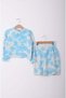 Turquoise batik pattern skirt set for girls' knitwear - 2