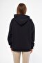 Women's Oversize Basic Hooded Hooded Sweatshirt Black - Fruno - 6