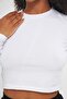 White Women's Ribbed Detailed Long Sleeve Blouse - Loreto - 2
