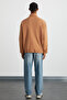 Radiant Men's 100% Organic Cotton Embroidery Detailed Half Zipper Stand Collar Brown Sweatshirt - 6