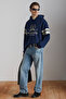 Torrey Men's Knitted 3 Thread Regular Fit Standard Fit Printed Hooded Navy Blue Sweatshirt - 2