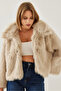 Women's Beige Collared Faux Fur Lined Coat 38120 60251969 - 3