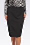 20037 Black Battery Detail Midi Size Straight Slim Skirt - 2