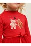 Cotton Lined Long Sleeve Cute Bears Printed Tulle Girls' Dress - 3