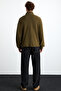 Radiant Men's Organic Cotton Embroidery Detailed Zipper Elastic Zippered Stand Collar Khaki Sweatshirt - 7