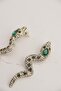 Gold Color Stoned Cobra Snake Earrings (6cm) - 3