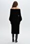 Black Shawl Collar Long Knitwear Dress - 4