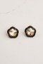 Honey Colored Jewelled Enamel Flower Earrings (2cm) - 2