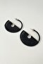 Black Stringed Geometric Hoop Earrings (5cm) - 2