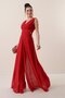 Low Waist Front Back V Neck Lined Chiffon Jumpsuit