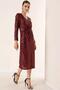 V-Neck Front Smocked Lined Sequin Dress - 2