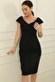 Madonna Collar Appliqued Lined Crepe Dress - 3