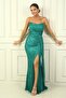 Front Draped Lined Strapless Sequined Long Dress - 2