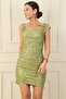 Strappy, Draped Front, Underwired, Lined, Sequined Short Dress, Slim Fit - 3