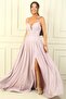 Lined Glitter Long Evening Dress with Rope Straps