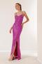 Long Sequined Dress with Rope Straps, Draped on the Front, Lace Up on the Back and Lined - 3