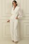 Double Breasted Collar Sleeves Chiffon Bead Detailed Jumpsuit - 2