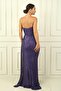 Front Draped Lined Strapless Sequined Long Dress - 4