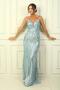 Women's Rope Strap Beaded and Sequined Shawl Patterned Lined Wide Size Range Long Fish Dress - 2