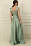 Spaghetti Strap Stone Detailed Square Neck Lined Long Satin Dress - 4