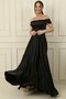 Spaghetti Strap Stone Detailed Square Neck Lined Long Satin Dress - 3