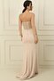 Women's Beaded Underwire Transparent Front Flounce Slit Lined Long Dress - 4