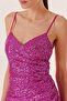 Long Sequined Dress with Rope Straps, Draped on the Front, Lace Up on the Back and Lined - 4