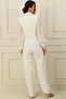 Double Breasted Collar Sleeves Chiffon Bead Detailed Jumpsuit - 4