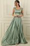 Spaghetti Strap Stone Detailed Square Neck Lined Long Satin Dress