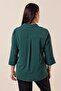 Polo Neck Quarter Sleeve Plus Size Blouse - 5