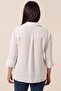Polo Neck Quarter Sleeve Plus Size Blouse - 5