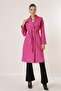 Handkerchief Collar Lined Imported Cashmere Coat with Waist Belt Bag Pocket - 3