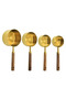 Gold Measuring Spoon Set Set of 4 Measuring Cups with Wooden Handle - 4