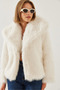 Women's White Fur Araboy Coat 2429 60351214 - 7