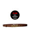 Women's Light Brown Belt with 100% Genuine Leather, Gold Color Buckle 2 Cm; Dress, Pants Belt_3Flower