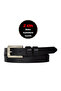 100% Genuine Leather, Thin 2 cm Black Women's Belt with Silver Buckle; Dress Belt, Trouser Belt_Düzbüyük